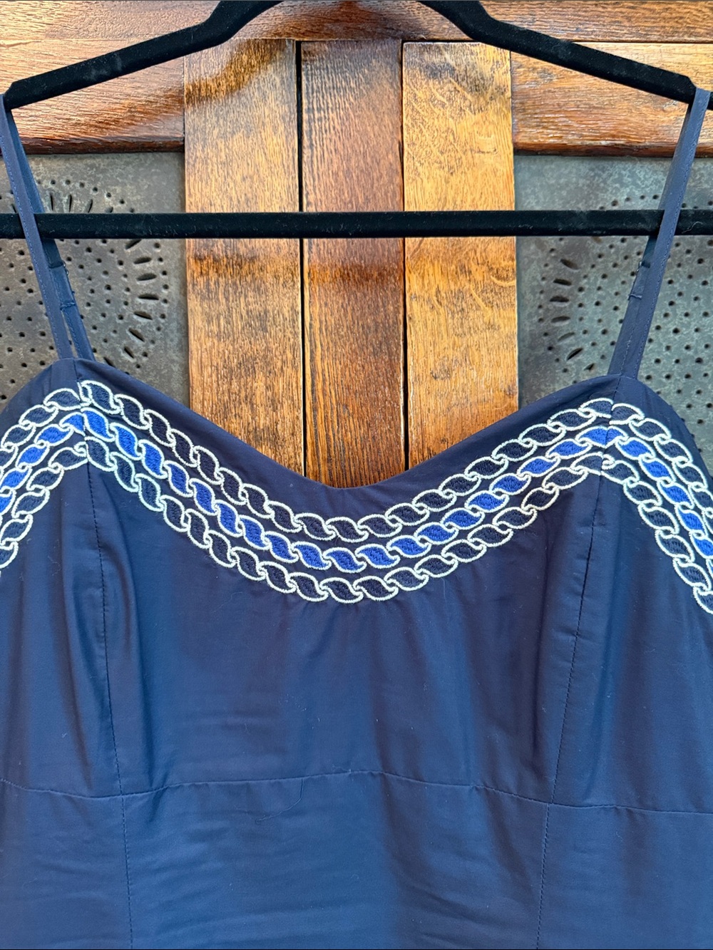 Tuckernuck Navy Blue Midi Dress with White Braid Trim - Picture 2 of 7